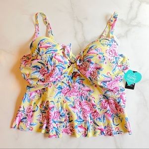 Torrid TIE FRONT UNDERWIRE PEPLUM SWIM TOP